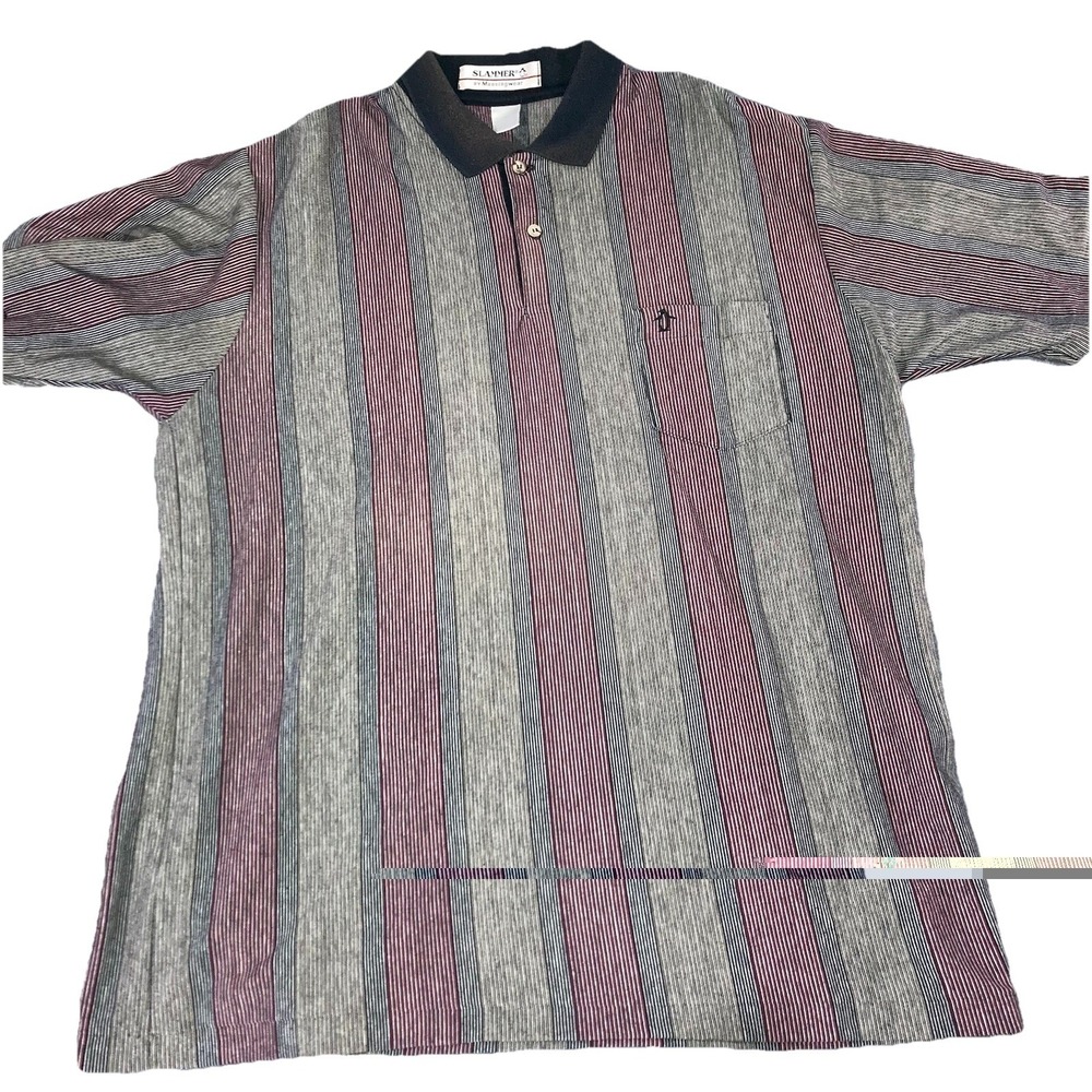 Vintage Munsingwear Slammer Polo Mens XL USA Striped Penguin Golf